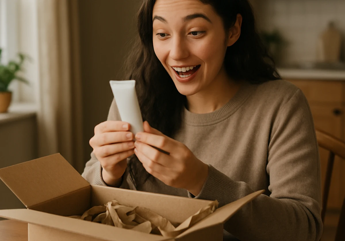Customer at a home dining table in soft natural window light